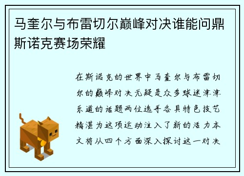 马奎尔与布雷切尔巅峰对决谁能问鼎斯诺克赛场荣耀